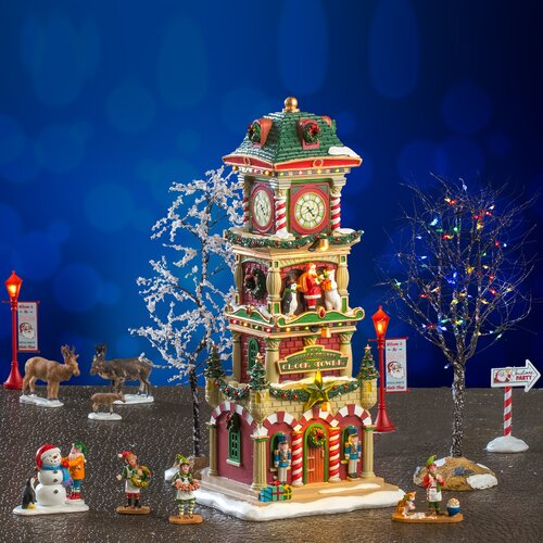 Lemax kerstdorpminiatuur Santa's Wonderland The Village Square clock tower set - afbeelding 3