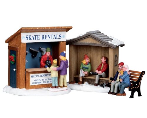 Lemax kerstdorpminiatuur Skate rentals, set van 3