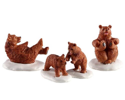 Lemax kerstdorpminiatuur Vail Village Bear family snow day, set van 4