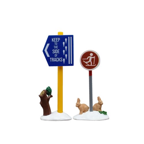 Lemax kerstdorpminiatuur Vail Village Cross country ski sign, set van 2