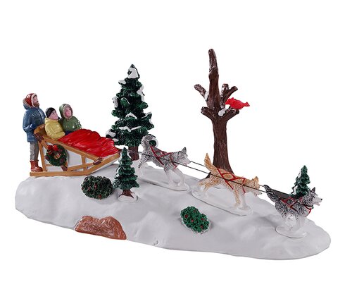 Lemax kerstdorpminiatuur Vail Village Dog sledding afternoon