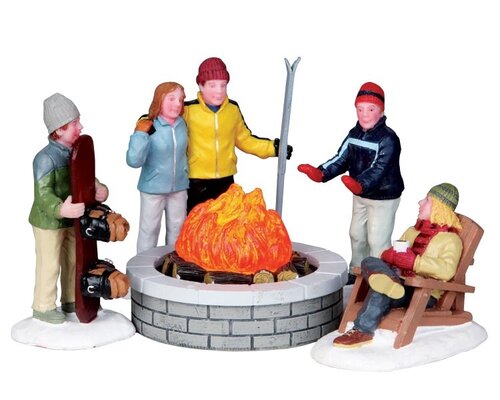 Lemax kerstdorpminiatuur Vail Village Fire pit, set van 5