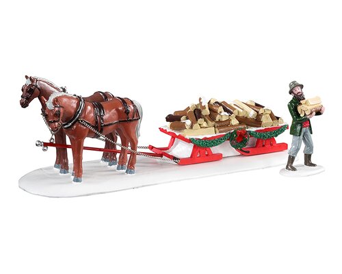 Lemax kerstdorpminiatuur Vail Village Firewood delivery, set van 2