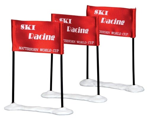 Lemax kerstdorpminiatuur Vail Village Ski racing flag, set van 3