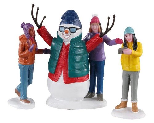 Lemax kerstdorpminiatuur Vail Village Snowman selfie, set van 3