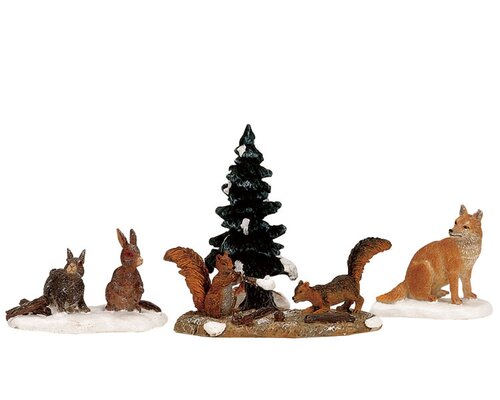 Lemax kerstdorpminiatuur Vail Village Woodland animals, set van 4