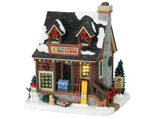 Lemax Our family ski cabin, B/O LEd