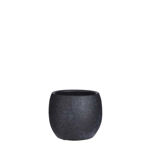 Lester pot rond zwart stone - h12xd14cm
