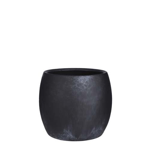 Lester pot rond zwart stone - h18xd20cm