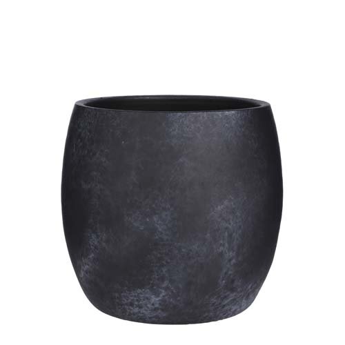 Lester pot rond zwart stone - h26xd28cm