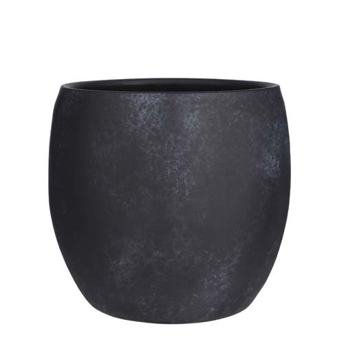 Lester pot rond zwart stone - h31xd33cm