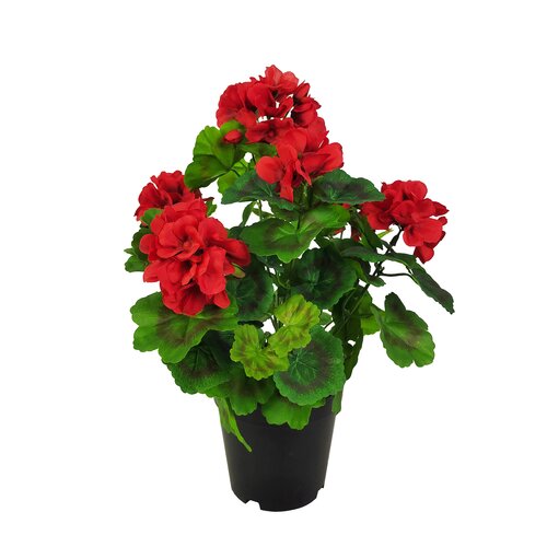 Levensechte Kunst Geranium, in 39cm-pot Rood