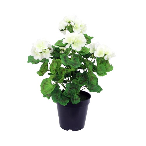 Levensechte Kunst Geranium, in 39cm-pot Wit