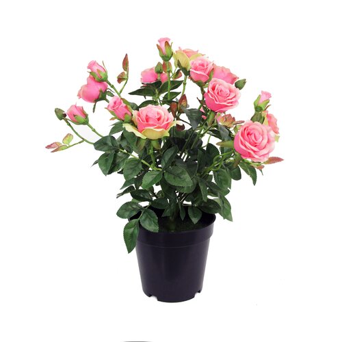 Levensechte Kunst Roos, in 38cm-pot Roze