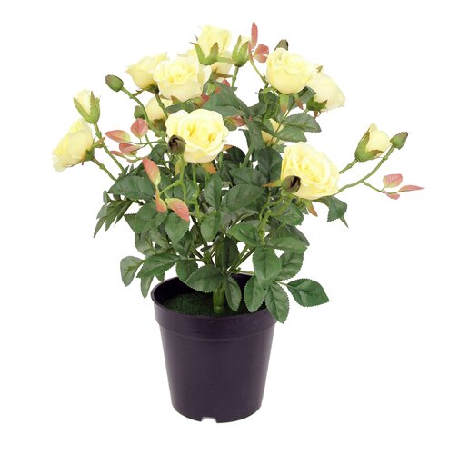Levensechte Kunst Roos, in 38cm-pot Wit