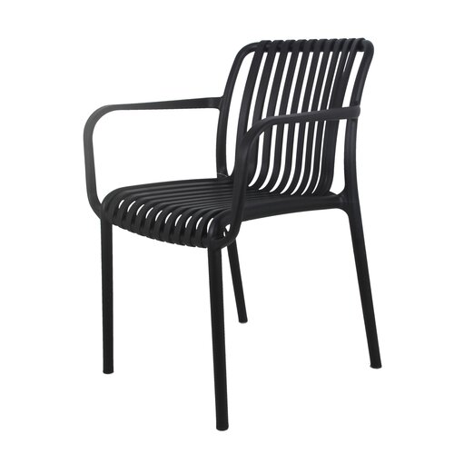 Levi kunststof tuinstoel zwart met armleuning - afbeelding 1