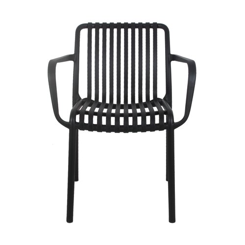Levi kunststof tuinstoel zwart met armleuning - afbeelding 2