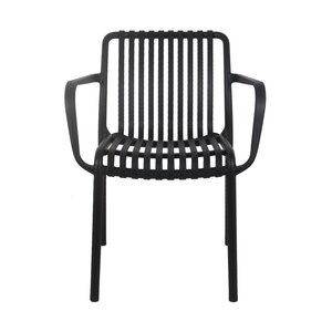 Levi kunststof tuinstoel zwart met armleuning - afbeelding 2