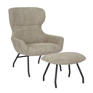 Loungestoel Pablo met voetbankje bouclé liver - afbeelding 3