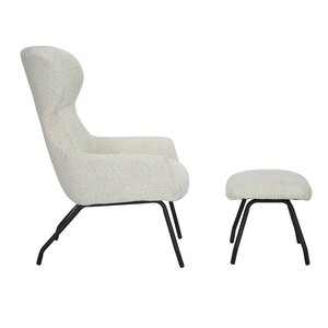 Loungestoel Pablo met voetbankje bouclé offwhite - afbeelding 4