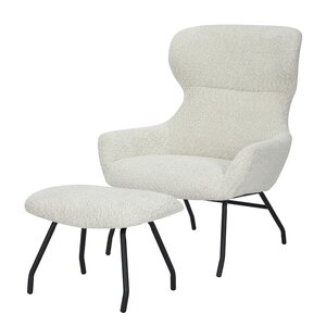 Loungestoel Pablo met voetbankje bouclé offwhite - afbeelding 1