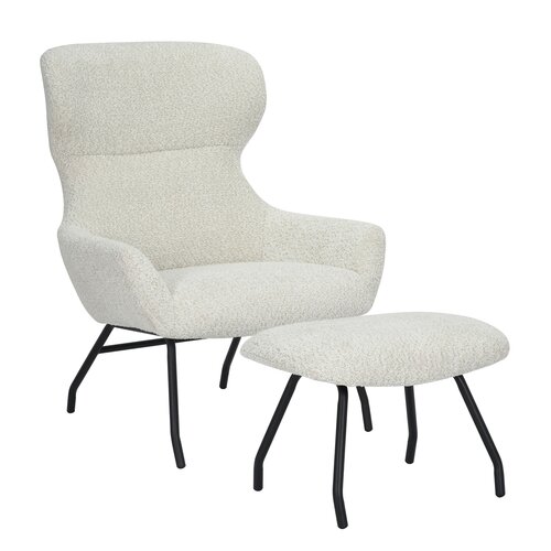 Loungestoel Pablo met voetbankje bouclé offwhite - afbeelding 3