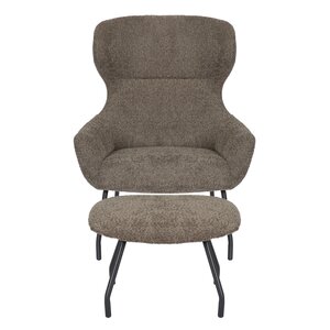 Loungestoel Pablo met voetbankje bouclé taupe - afbeelding 2