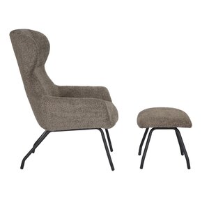 Loungestoel Pablo met voetbankje bouclé taupe - afbeelding 4