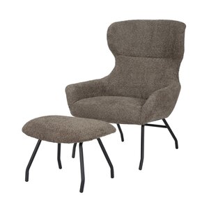 Loungestoel Pablo met voetbankje bouclé taupe - afbeelding 1