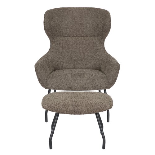Loungestoel Pablo met voetbankje bouclé taupe - afbeelding 2