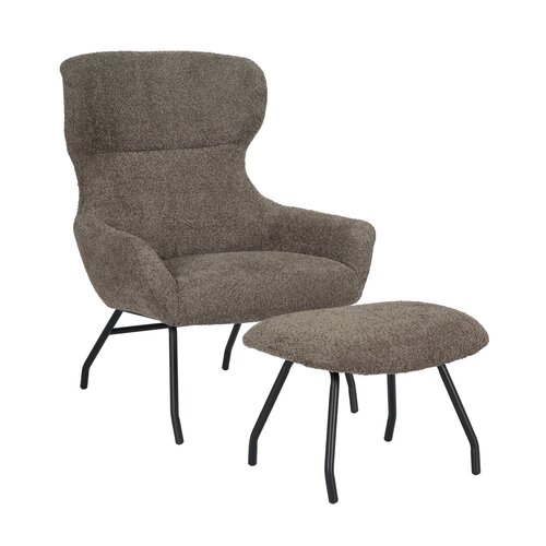 Loungestoel Pablo met voetbankje bouclé taupe - afbeelding 3