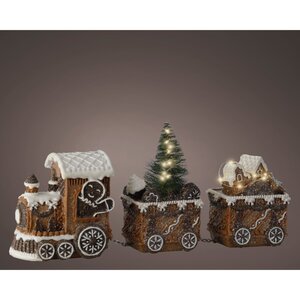Lumineo kersthuisje LED  bruin/warm wit - L 18 x B 7,5 x H 15,5 cm