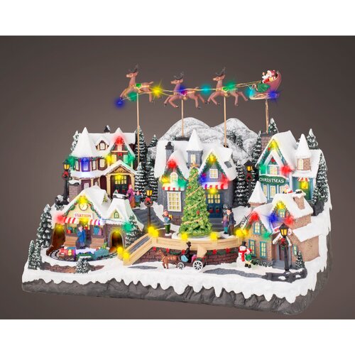 Lumineo kersthuisje LED kleuren/multi - L 32,5 x B 55 x H 37 cm