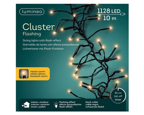 Lumineo LED Cluster Flash lights 1128L Klassiek warm - 1000 cm - afbeelding 1