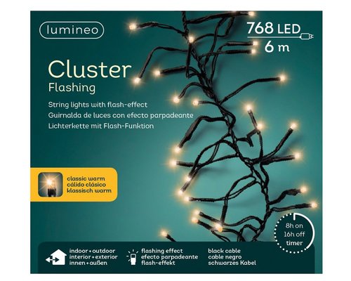 Lumineo LED Cluster Flash lights 768L Klassiek warm - 600 cm - afbeelding 1