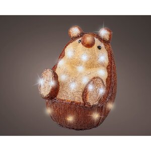 Lumineo LED kerstfiguur acryl egel bruin/koel wit - L 23,5 x B 19 x H 24 cm