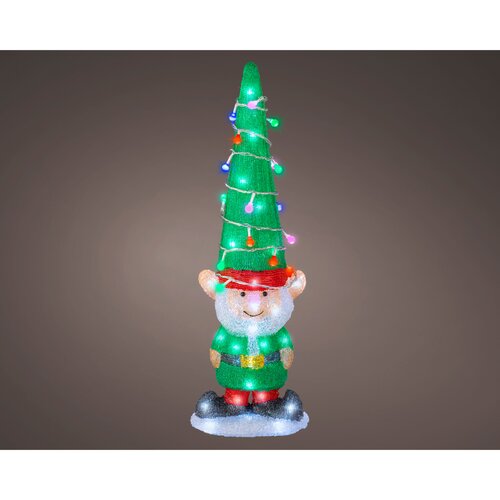 Lumineo LED kerstfiguur acryl elf groen/koel wit - L 21 x B 12,5 x H 60 cm