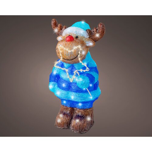 Lumineo LED kerstfiguur acryl rendier blauw/koel wit/warm wit - L 21,5 x B 24,5 x H 44,7 cm