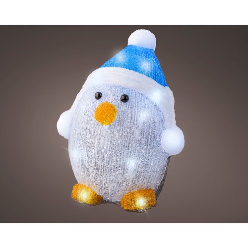 Lumineo LED kerstfiguur acryl vogel kleuren/koel wit - L 16,5 x B 16,5 x H 20 cm