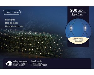 Lumineo LED Net lights 200L Warm wit - 100 x 260 cm - afbeelding 1