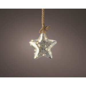Lumineo Micro LED ster BO binnen  zilver/klassiek warm - D 20 x L 6,5 cm