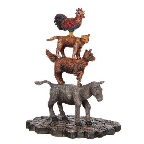 Luville Kerstdorpminiatuur Efteling Bremer stadsmuzikanten - L 7,5 x B 6 x H 10 cm - afbeelding 1