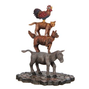 Luville Kerstdorpminiatuur Efteling Bremer stadsmuzikanten - L 7,5 x B 6 x H 10 cm - afbeelding 1