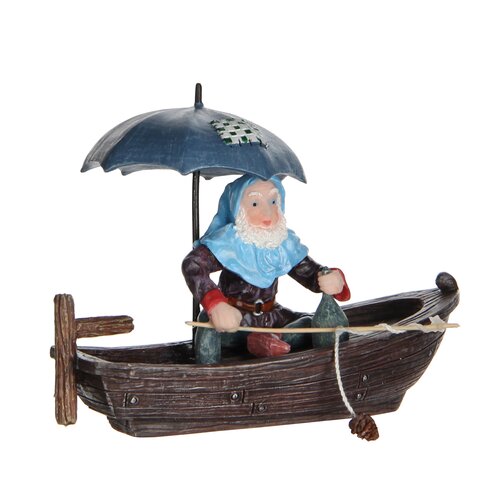 Luville Kerstdorpminiatuur Efteling Kabouter in boot - L 9,5 x B 4,5 x H 6,5 cm - afbeelding 1