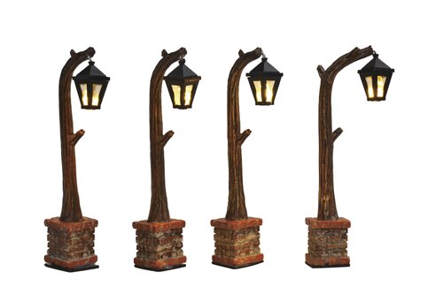 Luville Street lantern wooden 4 pieces battery operated - h10,5cm
