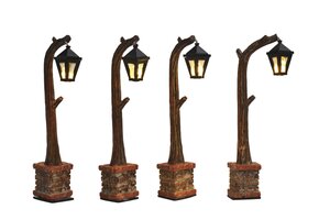 Luville Street lantern wooden 4 pieces battery operated - h10,5cm