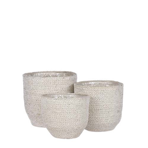 Meleze mand wit set van 3 - h18xd18cm