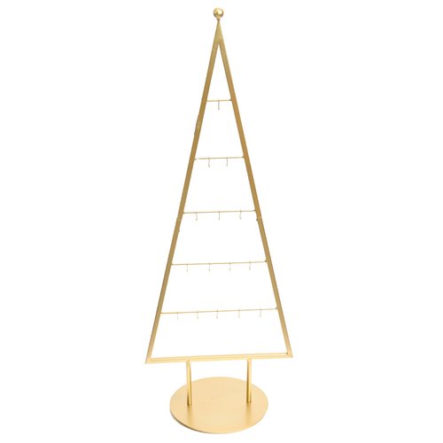 Metalen kerstboom op voet, goud