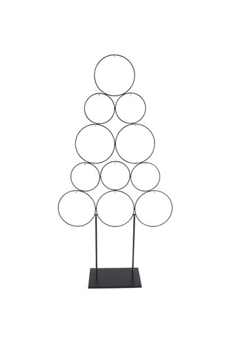 Metalen kerstboom ringen op voet B 39 x H 84 cm black