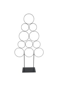Metalen kerstboom ringen op voet B 39 x H 84 cm black